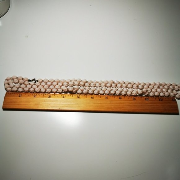 Vintage W. Germany Pale Pink Stone Beaded Necklace - Picture 13 of 13